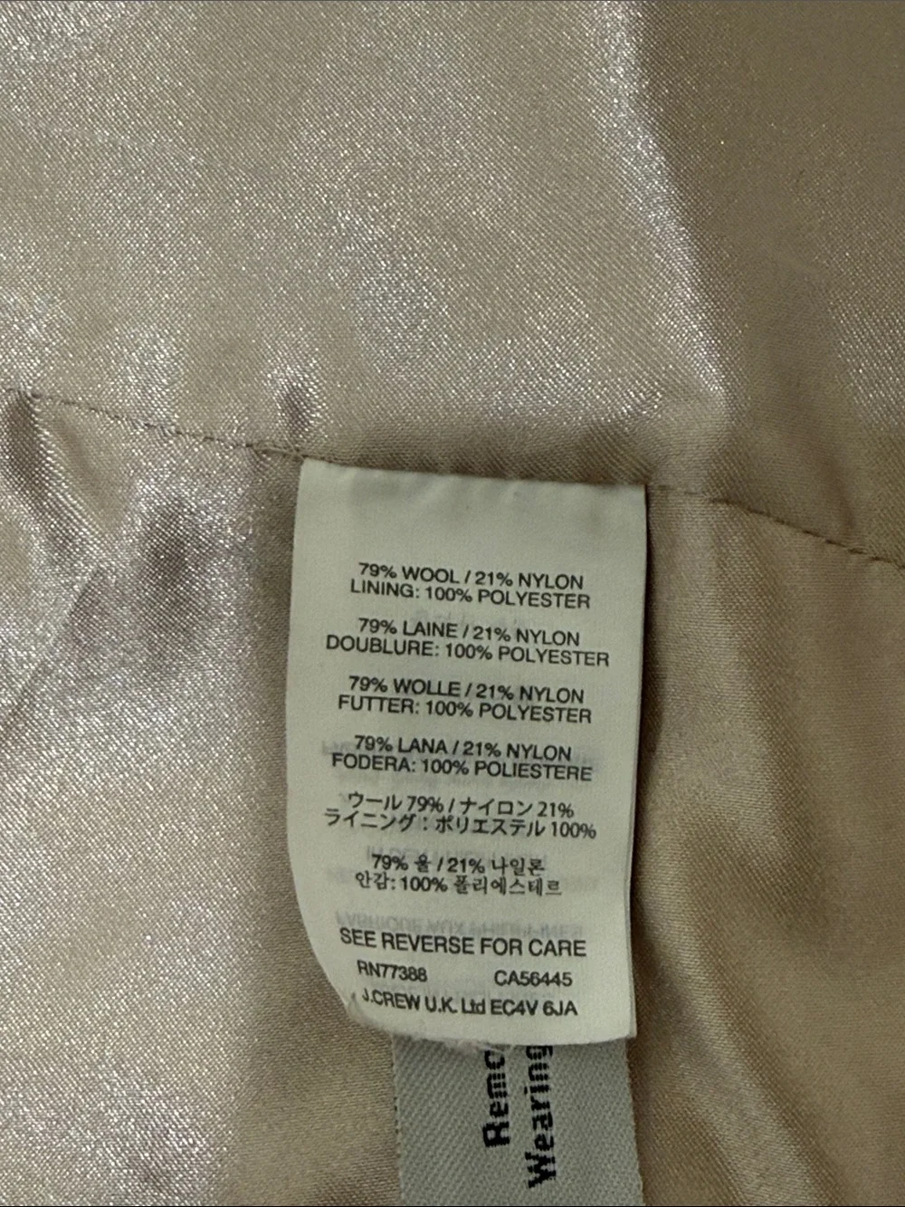 J. Crew Stadium Cloth Cocoon Coat Nello Gori Wool Tan/Khaki Wash Jacket Size 8 - Picture 10 of 10